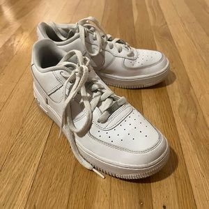 Nike Air Force ones low top all white; US 6.5Y/women 8